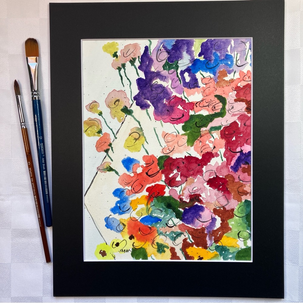 Abstract Wildflower Garden Floral Original Watercolor Wall Art Painting